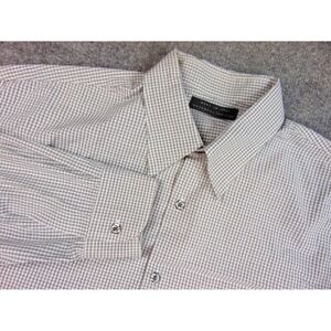 Metropolitan View Button Down Shirt Mens XL‎ Gray Gingham Check Cotton Italy